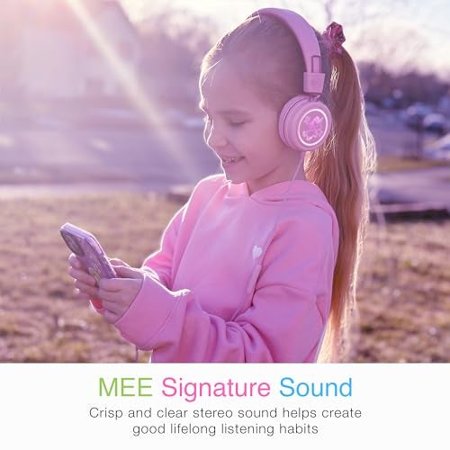 MEE audio KidJamz KJ55 Safe Listening USB-C Headphones for Children with Multicolor LED Lights, Volume Limiter, & Microphone; On-Ear Wired Kids Headset for iPhone 16, iPad, & USB Type C Devices (Pink) - Image 5