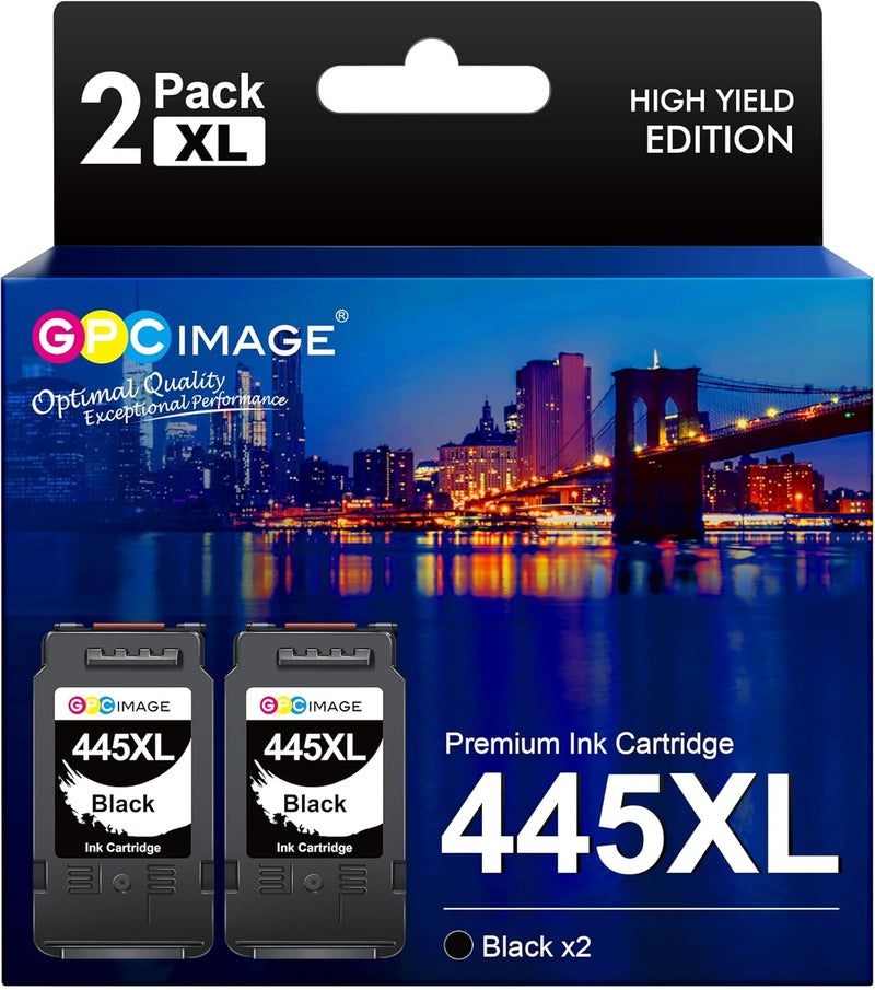 GPC Image PG-445XL Black Ink Cartridges High Yied Replacement for 445XL 445 PG-445 PG-445XL Works with PIXMA MG2440 MG2540 MG2940 IP2840 Printers (2 Black) - Image 1