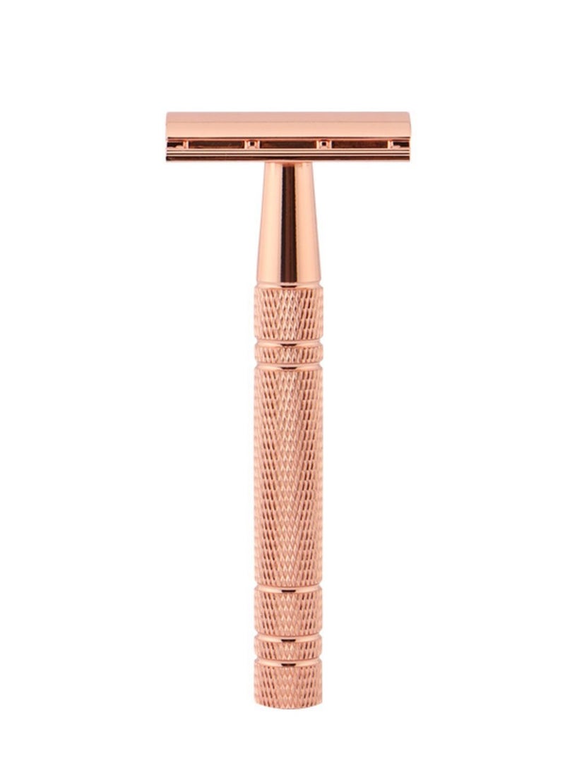 Double Edge Safety Razor Set Rose Gold with 10 Piece Blade - Image 2