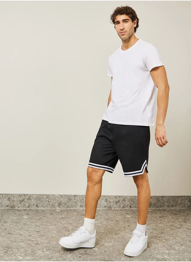 Styli Oversized Striped Knit Baseball Shorts