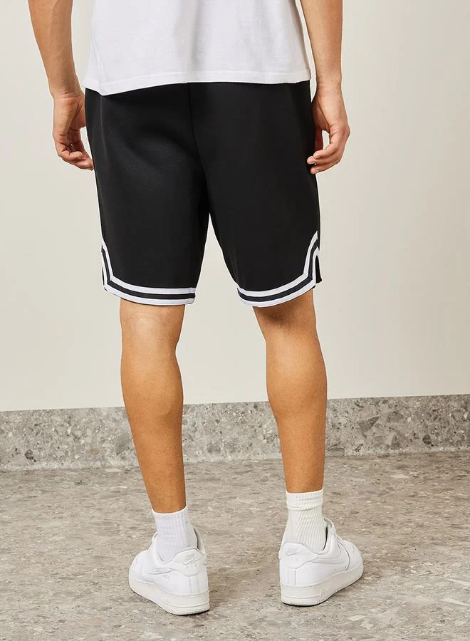 Styli Oversized Striped Knit Baseball Shorts