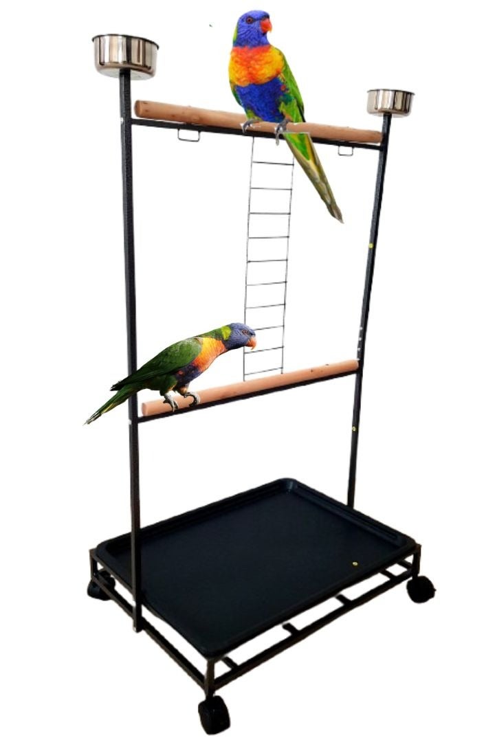 Generic Bird Stand Play Top Large Iron Parrot Bird Play Stand Perch Play Gym Play Ground Rolling Stand (C)  - Image 1