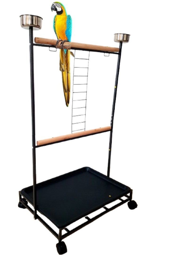 Generic Bird Stand Play Top Large Iron Parrot Bird Play Stand Perch Play Gym Play Ground Rolling Stand (C)  - Image 2
