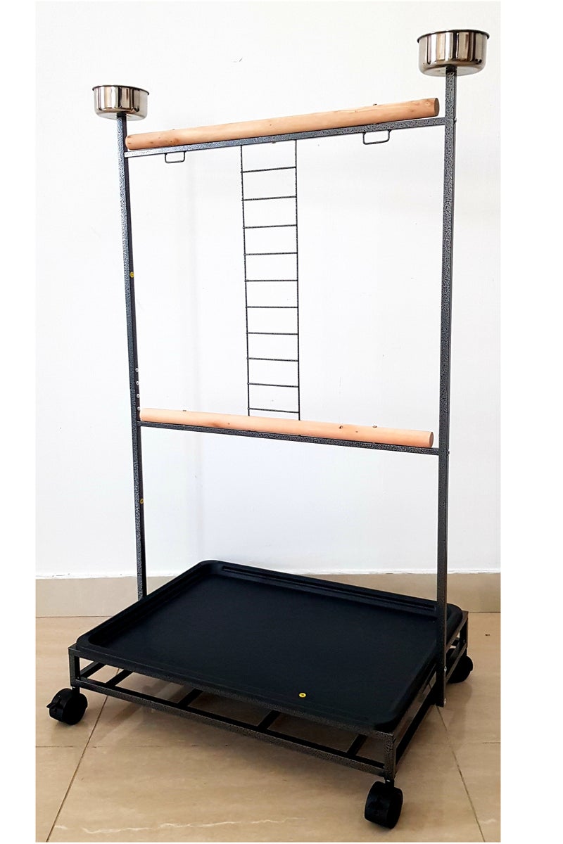 Generic Bird Stand Play Top Large Iron Parrot Bird Play Stand Perch Play Gym Play Ground Rolling Stand (C)  - Image 3