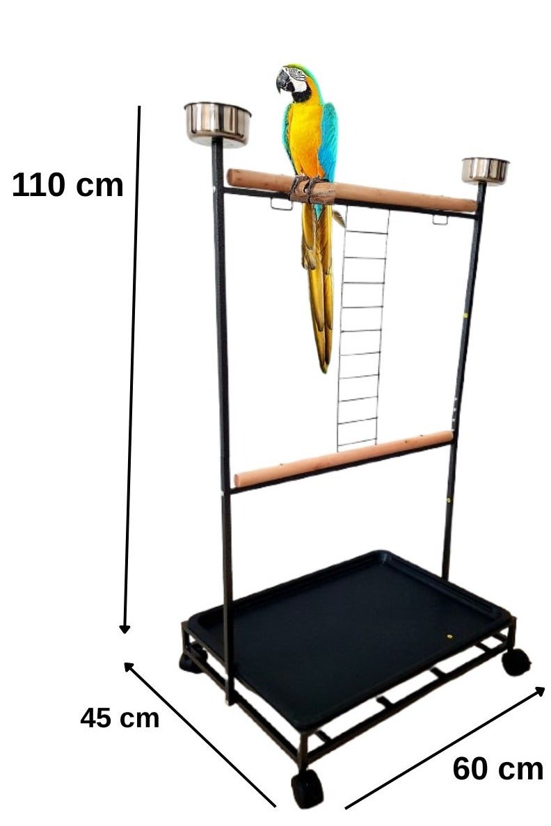 Generic Bird Stand Play Top Large Iron Parrot Bird Play Stand Perch Play Gym Play Ground Rolling Stand (C)  - Image 4