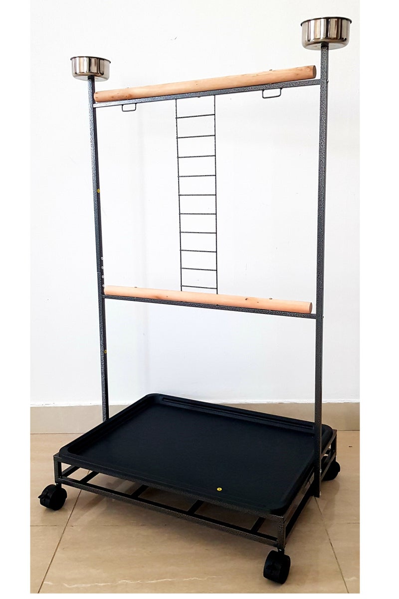 Generic Bird Stand Play Top Large Iron Parrot Bird Play Stand Perch Play Gym Play Ground Rolling Stand (C)  - Image 5