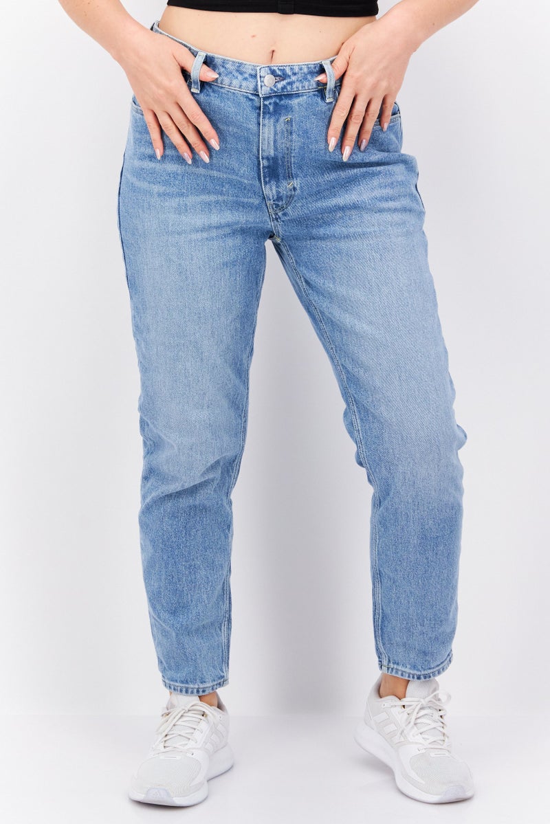 ESPRIT Women Mom Fit Washed Stretchable Jeans, Light Blue - Image 1