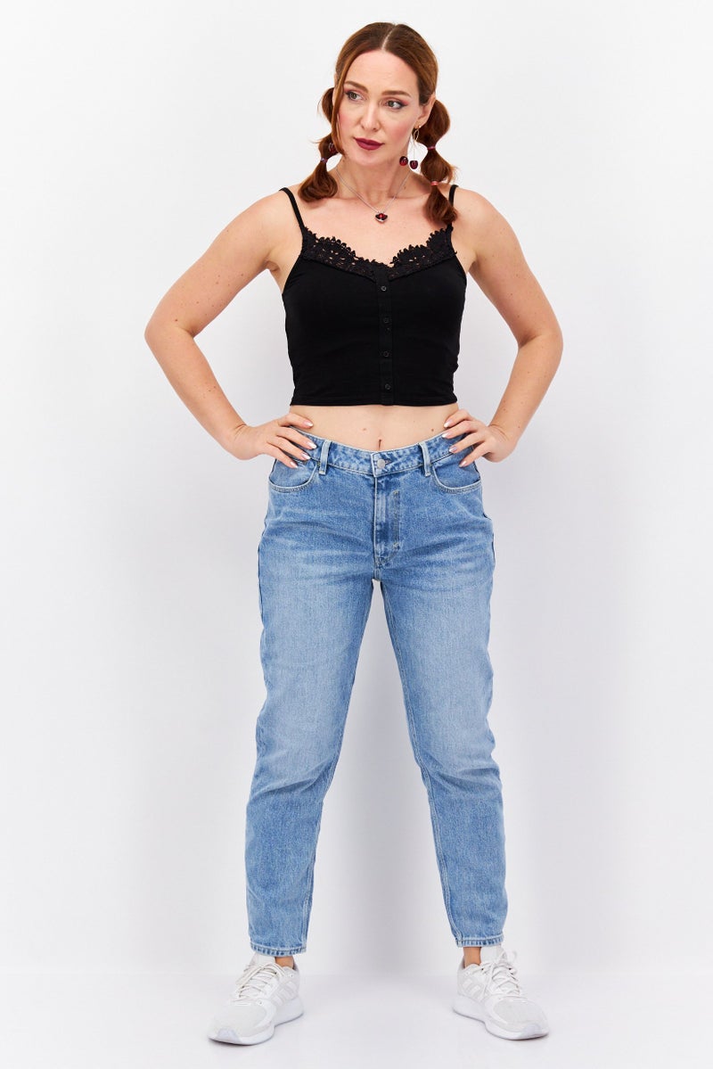 ESPRIT Women Mom Fit Washed Stretchable Jeans, Light Blue - Image 2
