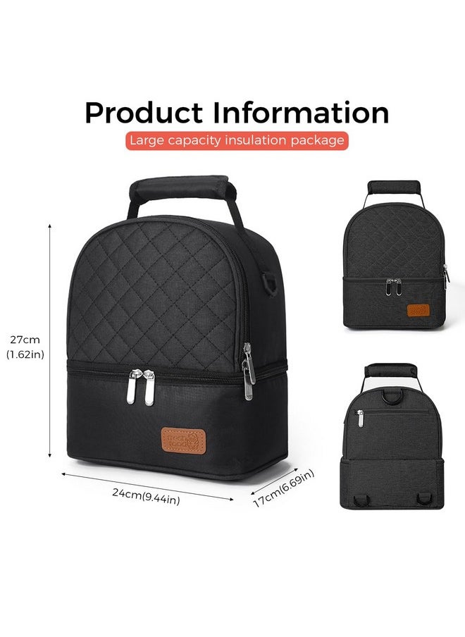 Zibuyu - ® Breastmilk Storage Bag With Ice Pack, Double Layer Breastmilk Warmer Insulated Bag With Strap, Fits 6 Ounces Bottles, Waterproof Breast Mommy Diaper Backpack Bento Box Backpack, Black - Image 1