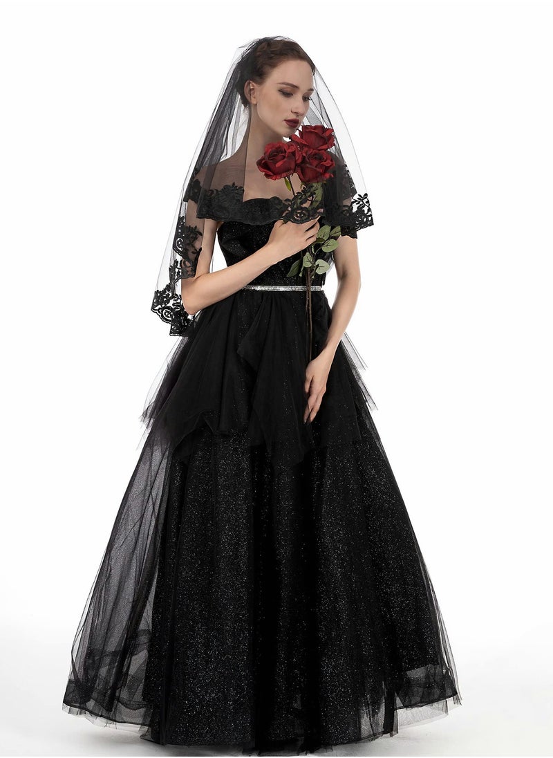 Generic - Elegant Lace Fingertip Wedding Veil for Brides, 2 Tier Tulle with Comb, Perfect for Festivals and Special Occasions - Image 1