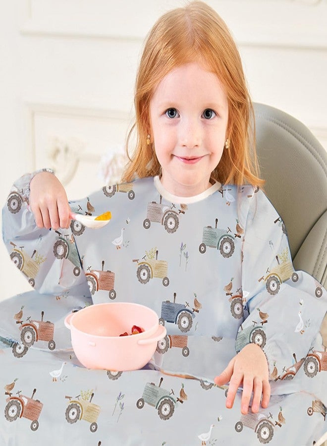 CoolaPeach 2-Pack Long Sleeve Baby Bib,Coverall Baby Bibs for Eating,Waterproof,Attaches to Highchair&Table,Ages 1 to 3 Years(Cars&Dinosaurs) - Image 4