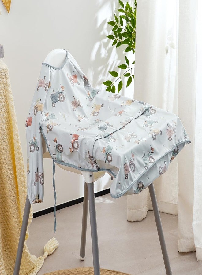 CoolaPeach 2-Pack Long Sleeve Baby Bib,Coverall Baby Bibs for Eating,Waterproof,Attaches to Highchair&Table,Ages 1 to 3 Years(Cars&Dinosaurs) - Image 3