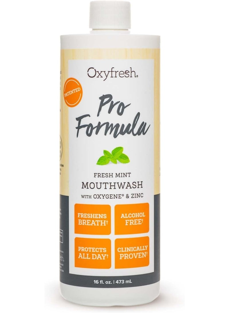 Oxyfresh Premium Pro Formula Fresh Mint Mouthwash 473ml Alcohol Free Zinc Mouthrinse for Fresh Breath and Healthy Gums - Image 1