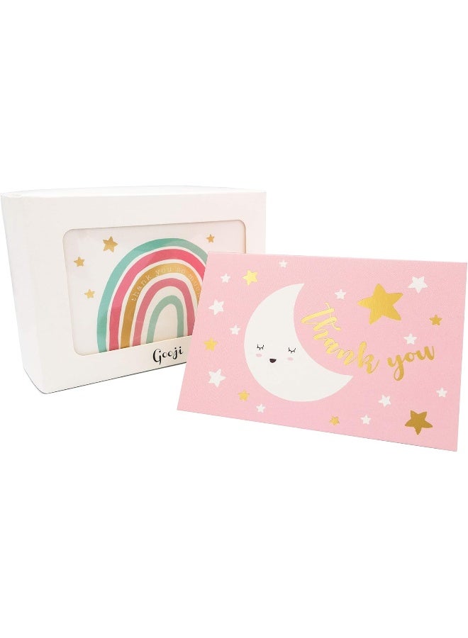 Gooji 4x6 Gold Foil Baby Starry Night Thank You Cards (Bulk 36-Pack) Matching Peel-and-Seal White Envelopes | Assorted Set, Watercolor Graphics - Image 3