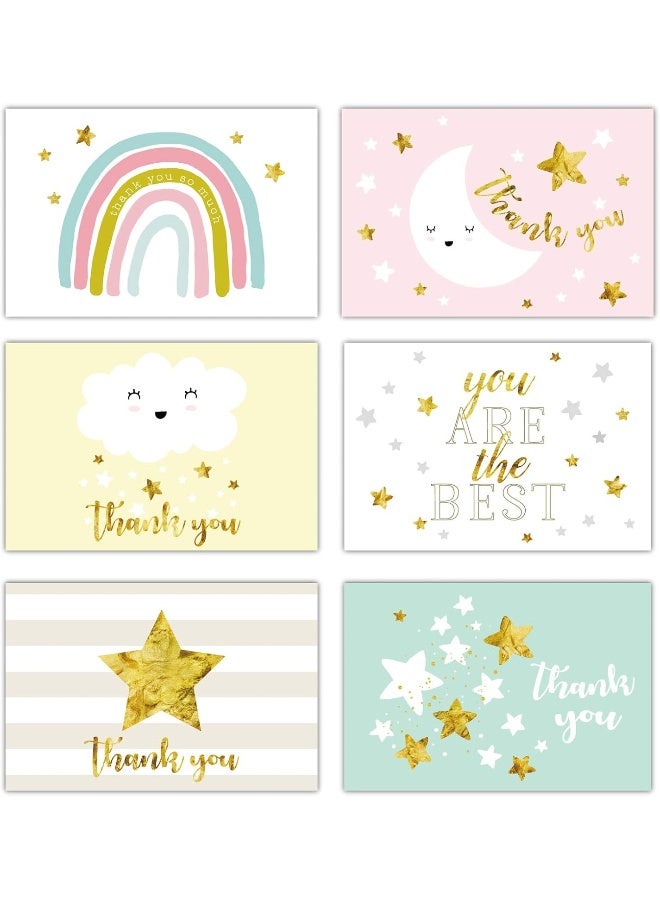 Gooji 4x6 Gold Foil Baby Starry Night Thank You Cards (Bulk 36-Pack) Matching Peel-and-Seal White Envelopes | Assorted Set, Watercolor Graphics - Image 1