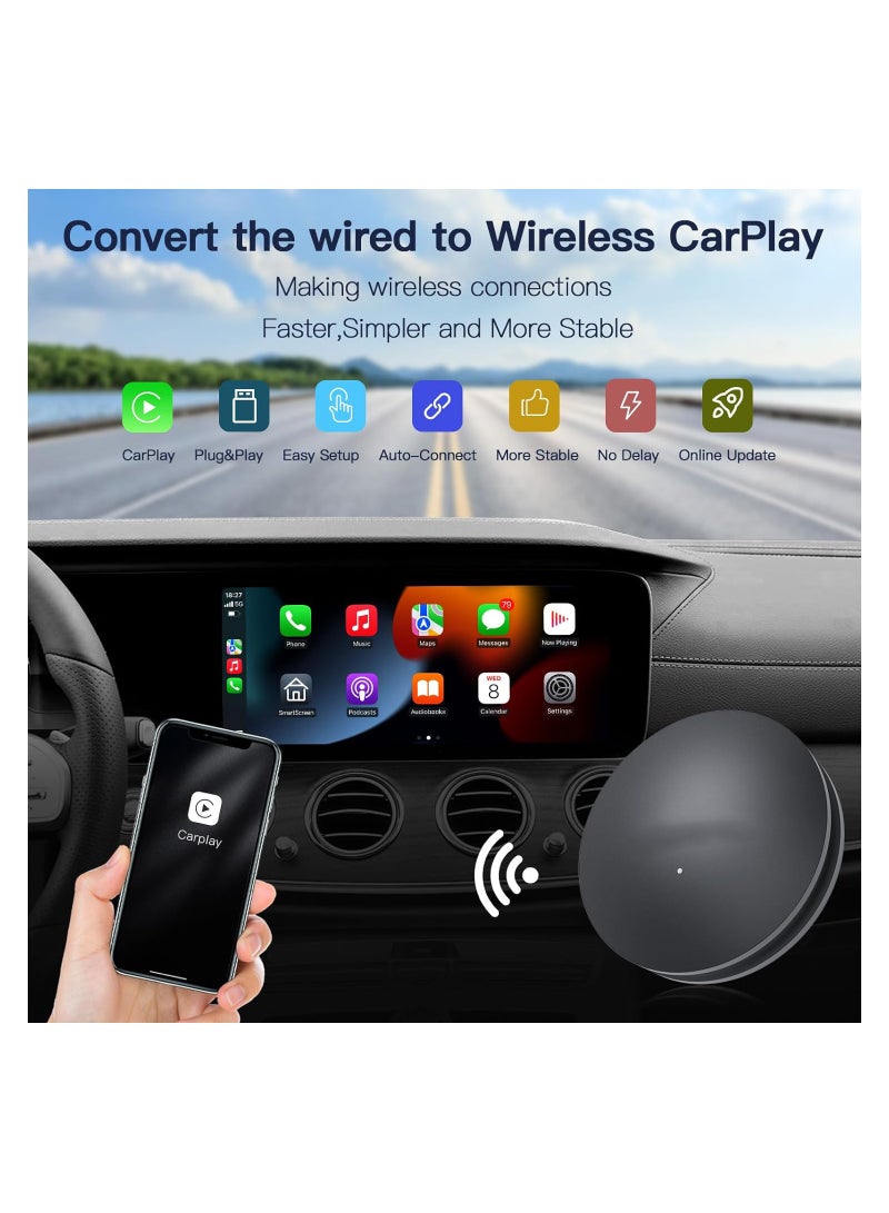 SOLARAE Wireless CarPlay Adapter for Factory Wired CarPlay, Online Update Plug & Play 5Ghz WiFi, Wireless CarPlay Dongle for OEM Wired CarPlay Cars Model Year After 2015, Low Latency, Auto Connect - Image 4