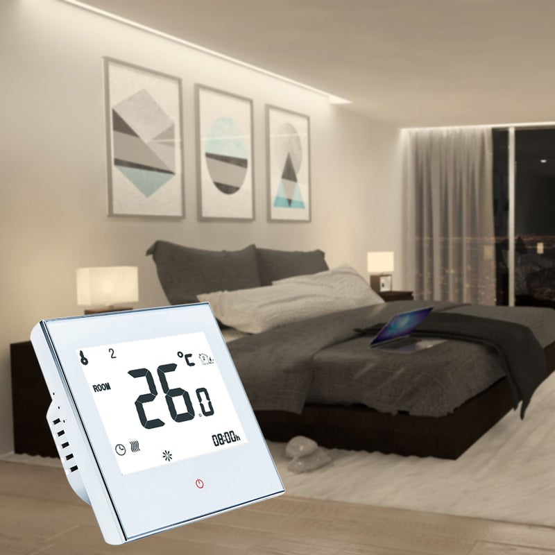 16A 95-240V Weekly Programmable LCD Display T-ouch Screen Electric Heating Thermostat Room Temperature Controller - Image 2
