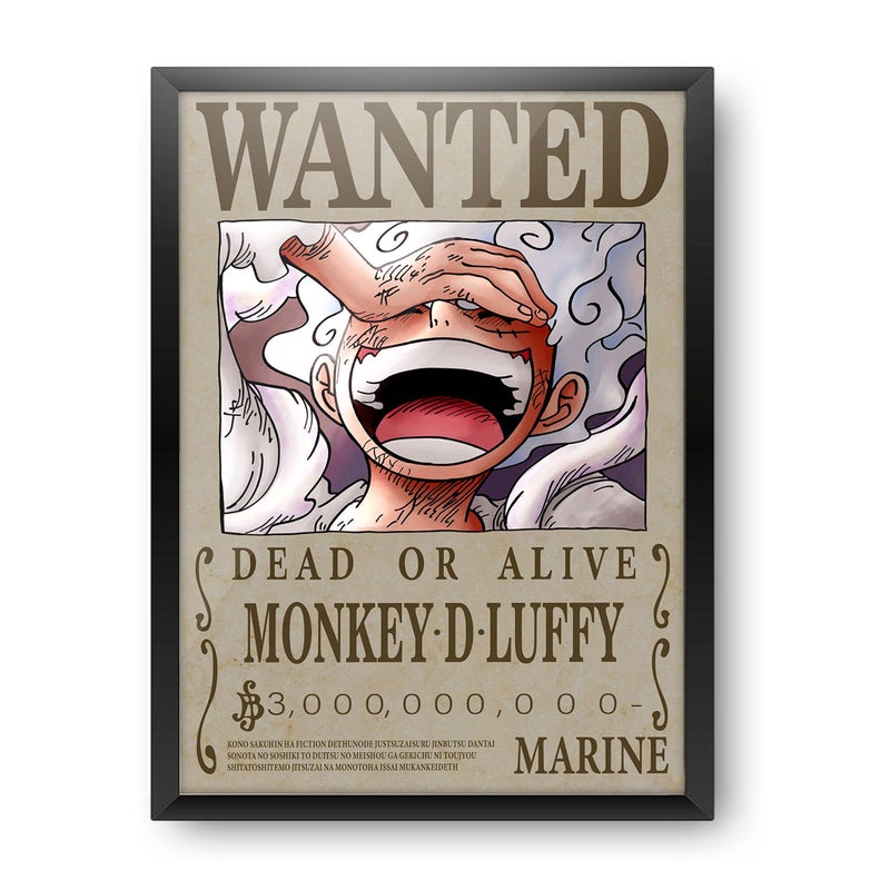HOME TROVE  - One Piece - New 3B. wanted Monkey D luffy Design A4 Size Poster (With Frame) - Best Gift For One Piece Fans/Best Artefact To Your Home & Decor/For Anime Fandom - Image 2