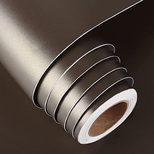 GREEWELT Matte Solid Wallpaper | Decorative for Cabinets Countertops Kitchen,Shelves | Self Adhesive | Film Peel and Stick | Waterproof | Removable | Easy to Cut & Use | 16 X 72 Inch | Dark Brown - Image 1