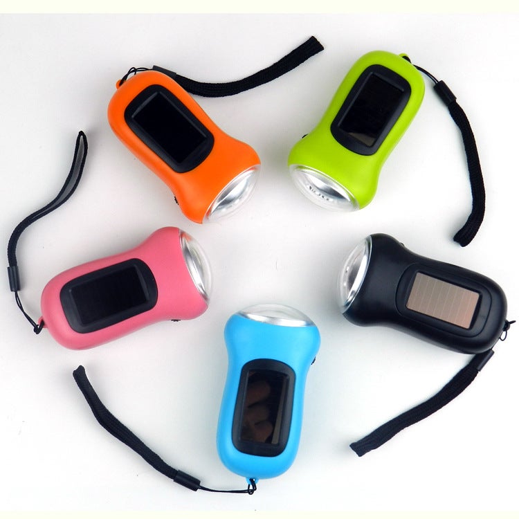 Multifunction Hand-cranked Solar Power LED Flashlight Pink Pink