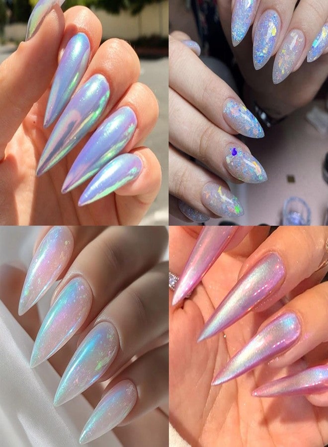 BYJKYEN 10Pcs Aurora Nail Foil Laser Nail Transfer Foil for Long Short Acrylic Nails Starry Sky Holographic Nail Art Stickers DIY Manicure Decoration Design Stickers Decals for Women - Image 3