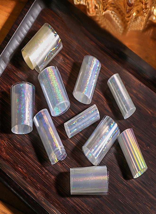 BYJKYEN 10Pcs Aurora Nail Foil Laser Nail Transfer Foil for Long Short Acrylic Nails Starry Sky Holographic Nail Art Stickers DIY Manicure Decoration Design Stickers Decals for Women - Image 5
