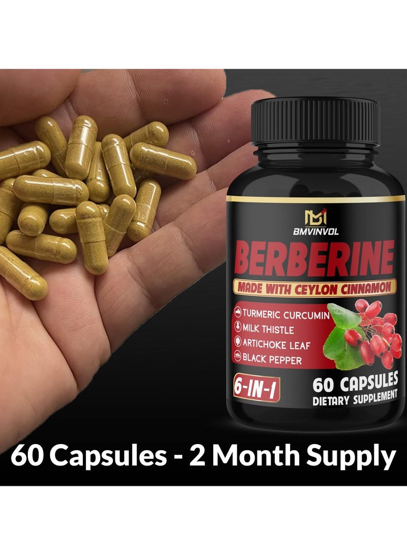 BMVINVOL Berberine with Ceylon Cinnamon, Turmeric, Milk Thistle, Artichoke, Black Pepper - 60 Count - Pack of 1 - Image 3