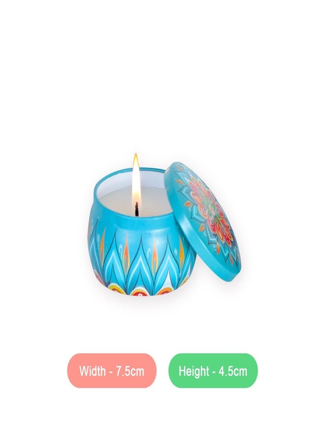 شموع معطرة من كاميري بازار، برائحة ماندالا، في برطمانات معدنية لتزيين ديوالي (عبوة من 4 قطع، قابلة لإعادة الاستخدام) - Image 4