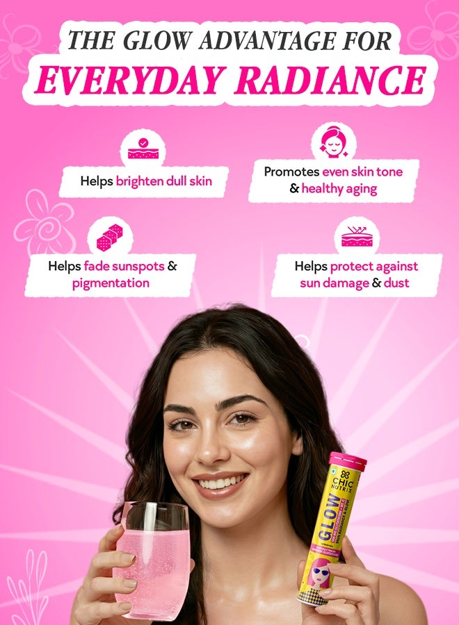 CHICNUTRIX Glow - Japanese Glutathione & Vit. C for skin radiance & even tone - 20 Effervescent Tablets, Strawberry-Lemon flavour - Image 4