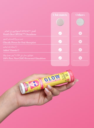 chic glow glutathione Chicnutrix Tablets with Vitamin C |Japanese Glutathione 500mg For Radiant, Even-Toned and Glowing Skin | Sugar-Free| Blackcurrant Flavor  Glow that shows! Chicnutrix