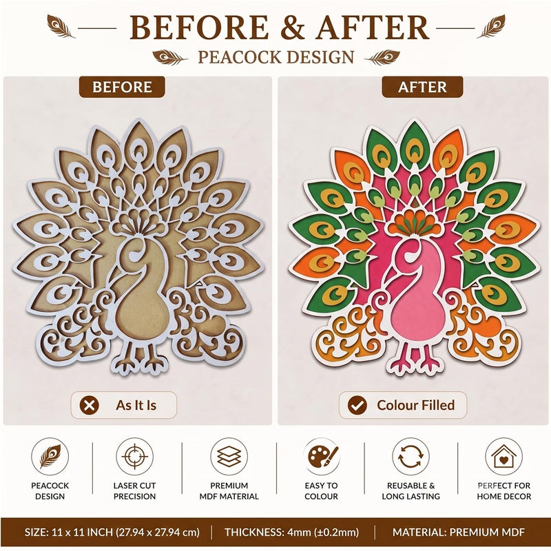 Ascension Portable Rangoli (11 inches) Stencil for Decor DIY Craft Reusable Templates for Floor Table Just Fill with Rangoli Atta or Grains for Navratri Pongal Pooja Mandir Rangoli Mats for Decoration(Design 5) - Image 5