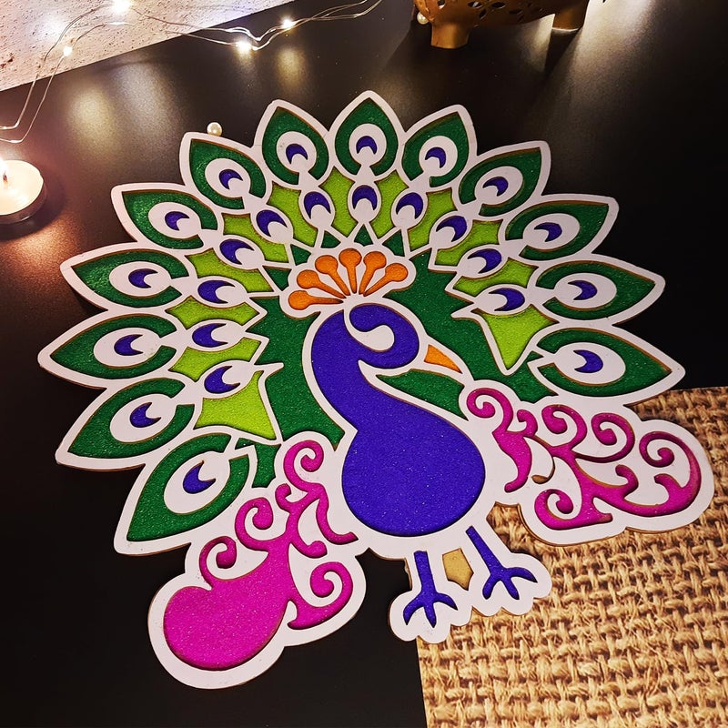 Ascension Portable Rangoli (11 inches) Stencil for Decor DIY Craft Reusable Templates for Floor Table Just Fill with Rangoli Atta or Grains for Navratri Pongal Pooja Mandir Rangoli Mats for Decoration(Design 5) - Image 1