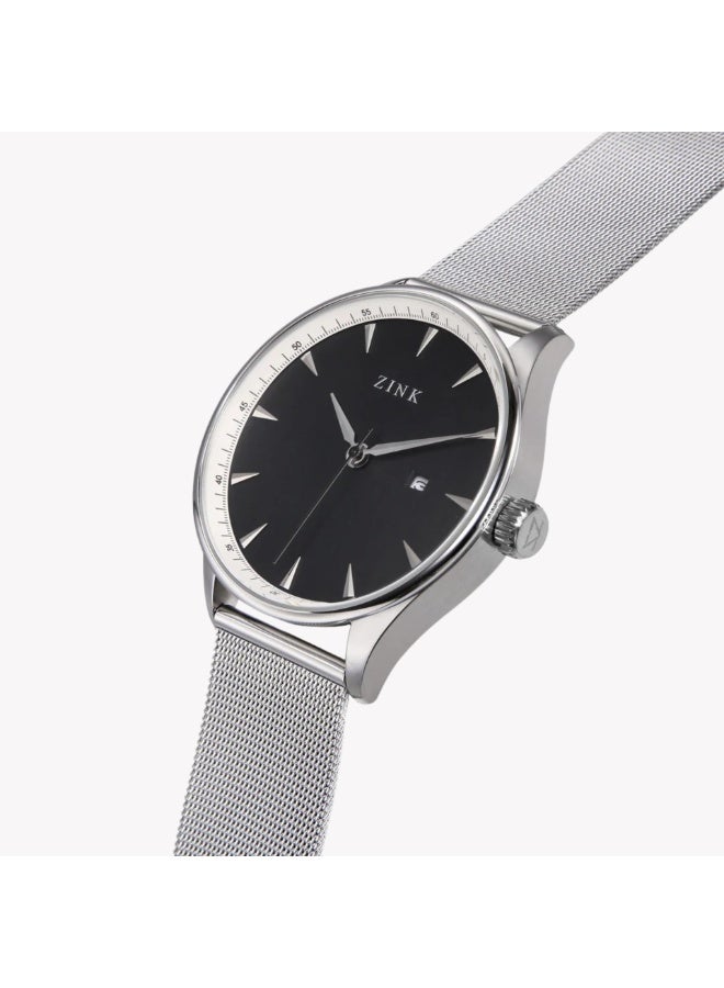 زنك ساعة رجالية من ZINK بحركة كوارتز وميناء أسود من الفولاذ المقاوم للصدأ | ZK127G1MS-26 - Image 2