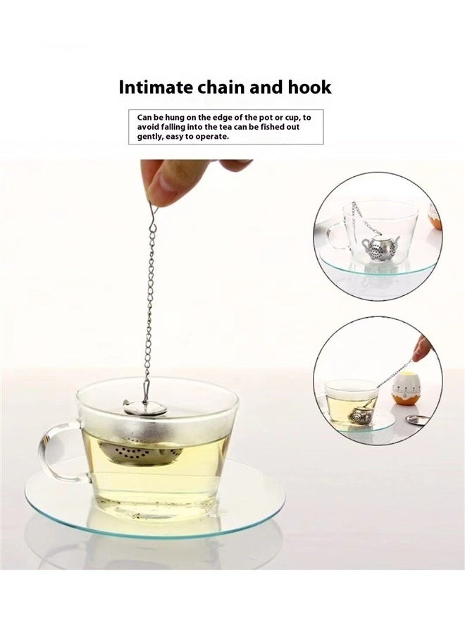 yongsheng 2-Piece Practical Tea-Strainer Set Silver, Tea Infuser For Loose, Tea Steeper Stainless Steel, Tea Strainer With Lid And Drip Tray, Reusable Tea Filter Mesh Loose Leaf Strainer  - Image 3