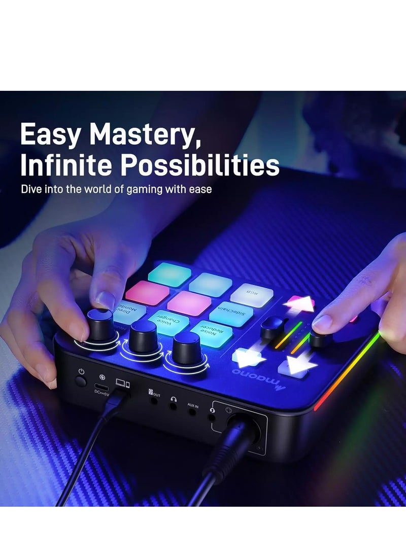 G1 NEO Gaming Audio Mixer Interface ,with Pro-preamp, RGB, Bluetooth, 48V Phantom Power