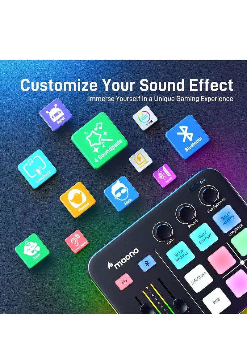 G1 NEO Gaming Audio Mixer Interface ,with Pro-preamp, RGB, Bluetooth, 48V Phantom Power