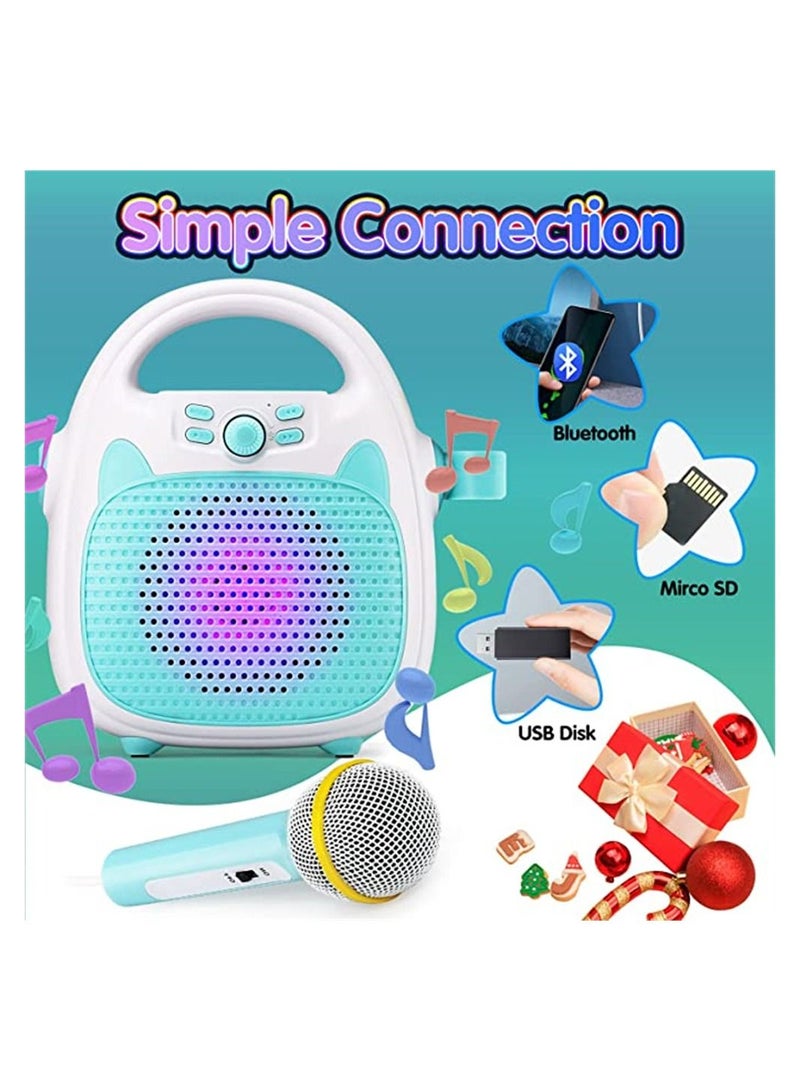 SYOSI Toy Karaoke Machine for Kids, Wireless Bluetooth Speaker with Microphone, Kids Karaoke Machine for Kids with TF/USB Connectivity, Portable Singing Mic Machine with Flashing Lights (Blue)  - Image 3