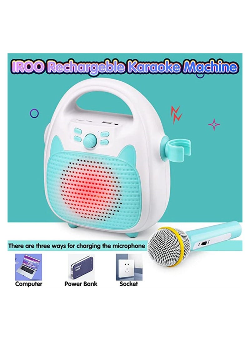 SYOSI Toy Karaoke Machine for Kids, Wireless Bluetooth Speaker with Microphone, Kids Karaoke Machine for Kids with TF/USB Connectivity, Portable Singing Mic Machine with Flashing Lights (Blue)  - Image 2