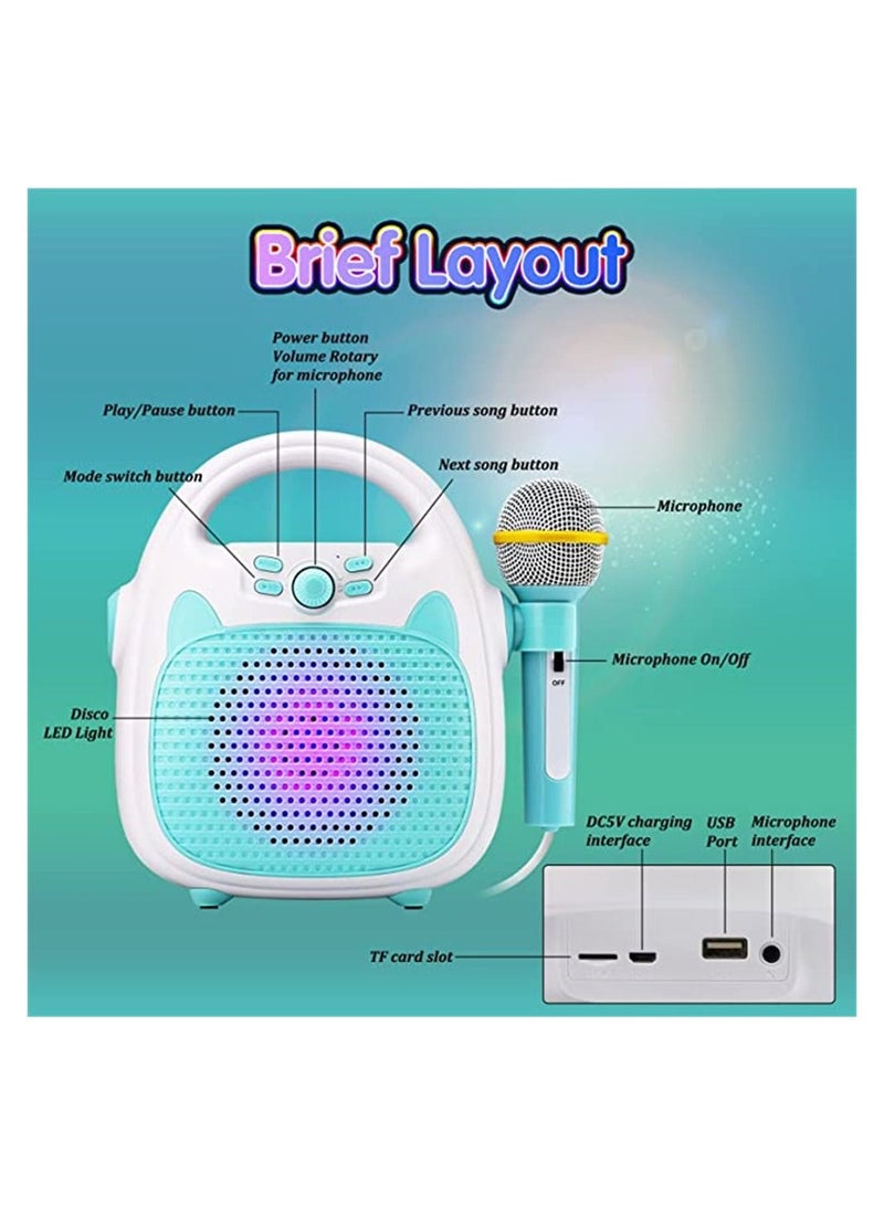 SYOSI Toy Karaoke Machine for Kids, Wireless Bluetooth Speaker with Microphone, Kids Karaoke Machine for Kids with TF/USB Connectivity, Portable Singing Mic Machine with Flashing Lights (Blue)  - Image 5