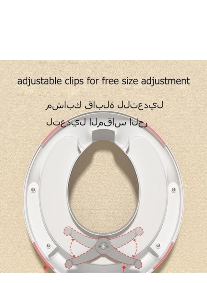 تراسل مقعد تدريب الأطفال على استخدام النونية للأطفال، حلقة تدريب على استخدام المرحاض مع مقابض ومسند ظهر، أغطية مقعد مرحاض محمول للأطفال الصغار وسائد مقعد تدريب على استخدام النونية، للاستخدام في المراحيض البيضاوية - Image 2