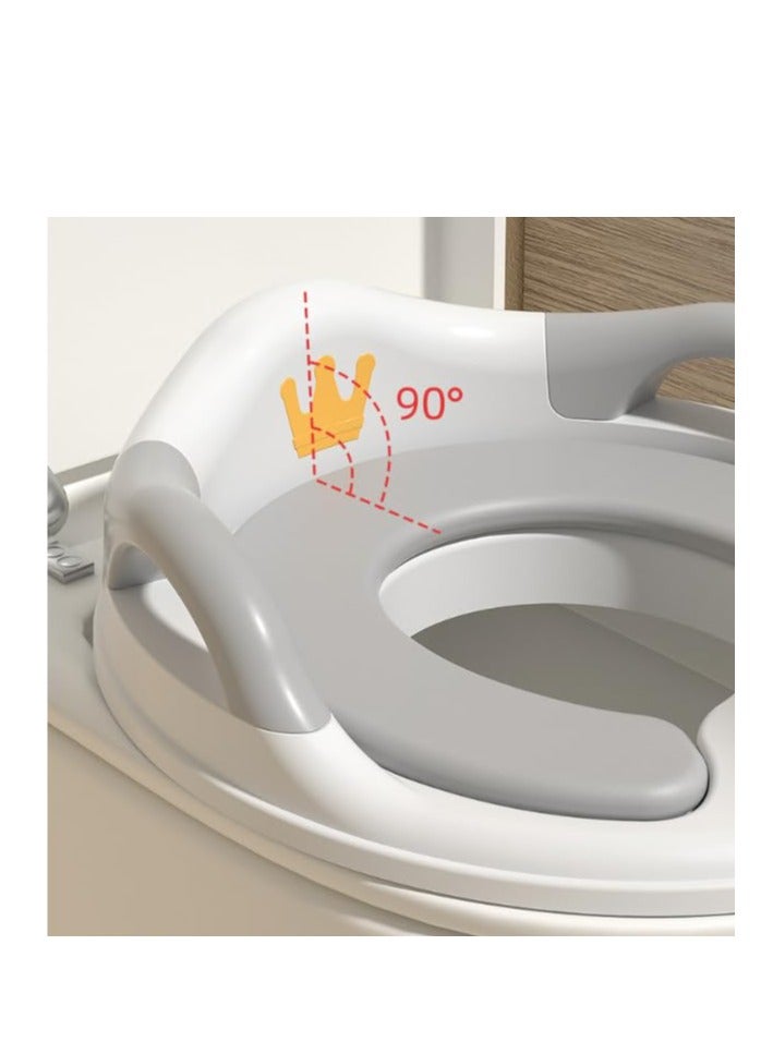 تراسل مقعد تدريب الأطفال على استخدام النونية للأطفال، حلقة تدريب على استخدام المرحاض مع مقابض ومسند ظهر، أغطية مقعد مرحاض محمول للأطفال الصغار وسائد مقعد تدريب على استخدام النونية، للاستخدام في المراحيض البيضاوية - Image 3