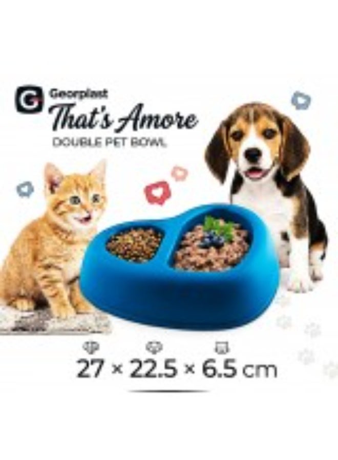 Georplast That’s Amore Double Pet Bowl for Dogs & Cats – Heart-Shaped Dual Food & Water Feeder – RED – Non-Slip Durable Plastic Feeding Dish – - Image 2