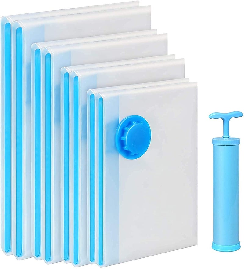 Kavid kevid Vacuum Storage Bag Reusable Ziplock Space Saver Sealer Bags with Hand Pump for Travel Ziplock Bags for Bedding Comforter Pillows Towel Blanket Clothes Packing vacuum Organizer Bags Set of 4 - Image 1