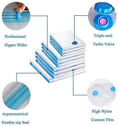 Kavid kevid Vacuum Storage Bag Reusable Ziplock Space Saver Sealer Bags with Hand Pump for Travel Ziplock Bags for Bedding Comforter Pillows Towel Blanket Clothes Packing vacuum Organizer Bags Set of 4 - Image 4