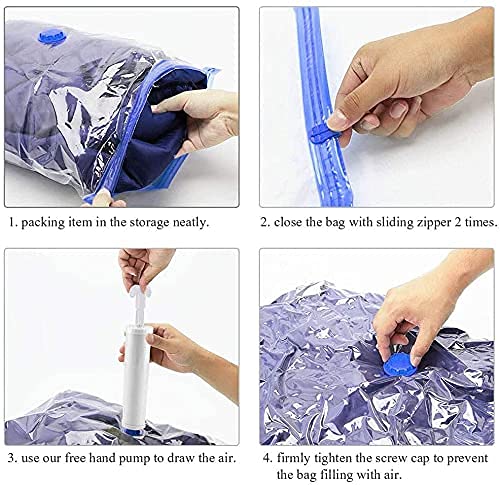 Kavid kevid Vacuum Storage Bag Reusable Ziplock Space Saver Sealer Bags with Hand Pump for Travel Ziplock Bags for Bedding Comforter Pillows Towel Blanket Clothes Packing vacuum Organizer Bags Set of 4 - Image 5
