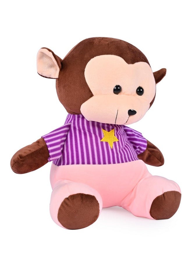 Besties Soft Stuffed Plush Monkey Animal Toy For Kids Room Home Decoration (Size. 32 Cm) (Purple)  - Image 2