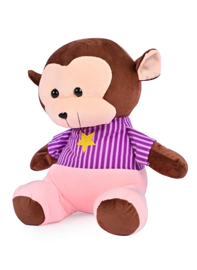 Besties Soft Stuffed Plush Monkey Animal Toy For Kids Room Home Decoration (Size. 32 Cm) (Purple)  - Image 3