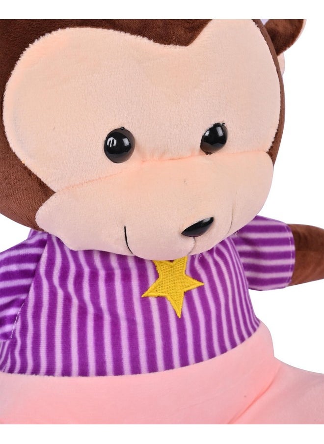 Besties Soft Stuffed Plush Monkey Animal Toy For Kids Room Home Decoration (Size. 32 Cm) (Purple)  - Image 4