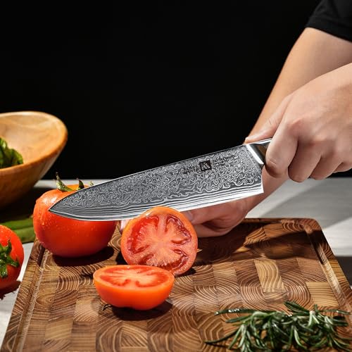 Klaus Meyer 5 Piece Damascus Knife Block Set, 67-Layer High Carbon Damascus Steel, Ultra-Sharp Kitchen Knife Set with Magnetic Wooden Block - Image 5
