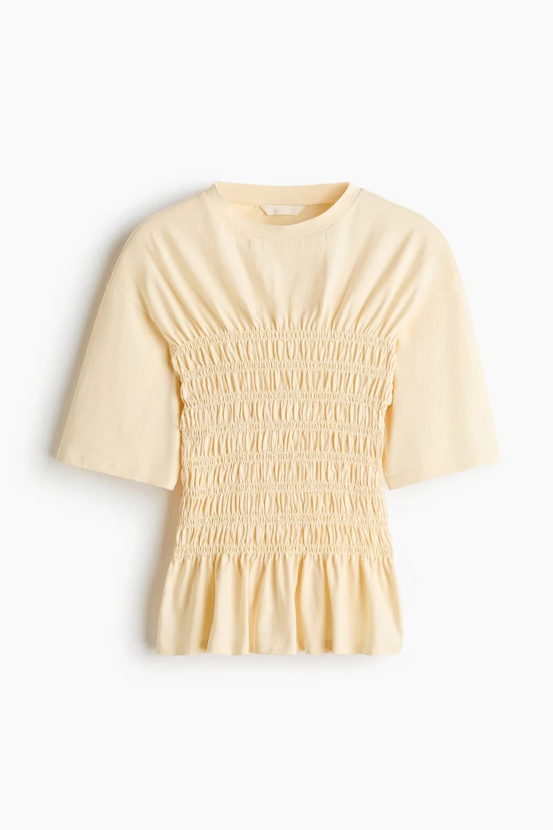 اتش اند ام تي-شيرت من نسيج مرن ومجعد